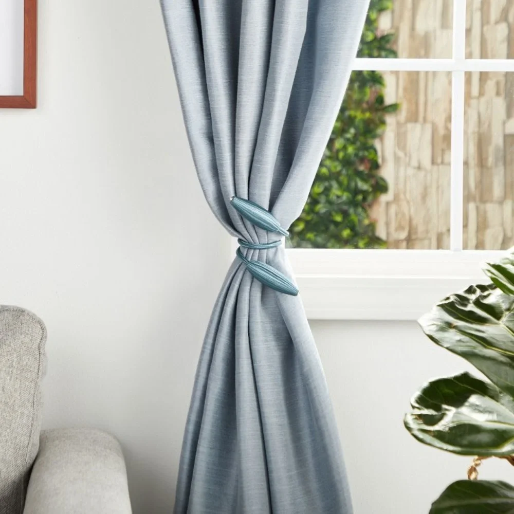 Light blue rope curtain tie backs w/ rhinestone detail x2